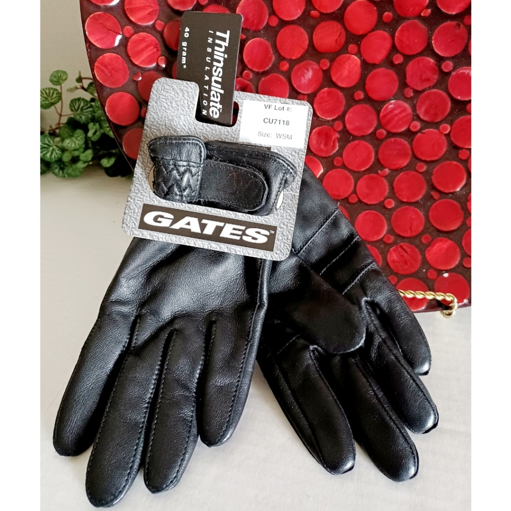 Gates Lambskin Leather 40 Gram Thinsulate Velcro Women's Gloves - Black